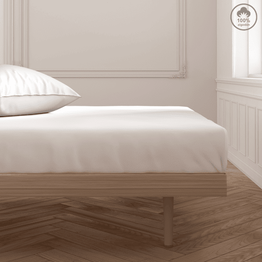 Lençol de baixo VICTORIA 100% algodão para cama 90cm cor branca