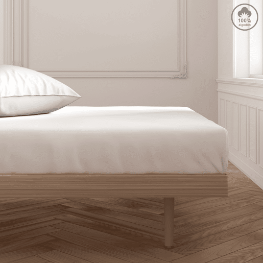 Lençol de baixo VICTORIA 100% algodão para cama 135cm cor branca