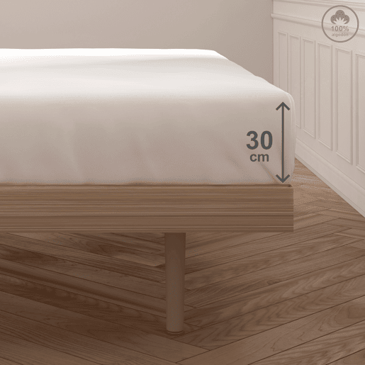 Lençol de baixo VICTORIA 100% algodão para cama 150cm cor branca