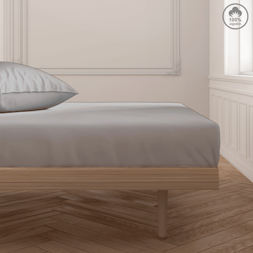 Lençol de baixo VICTORIA 100% algodão para cama 90cm cor cinza