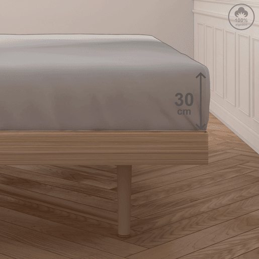 Lençol de baixo VICTORIA 100% algodão para cama 90cm cor cinza