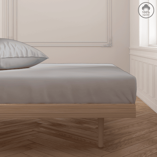 Lençol de baixo VICTORIA 100% algodão para cama 135cm cor cinza