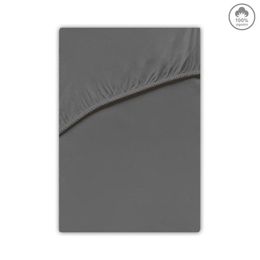 Lençol de baixo VICTORIA 100% algodão para cama 90cm antracite