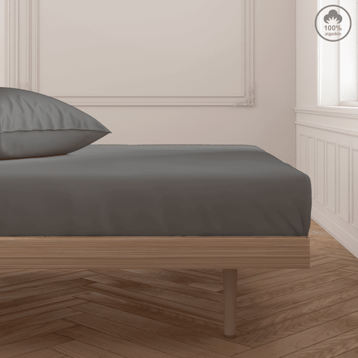 Lençol de baixo VICTORIA 100% algodão para cama 90cm antracite