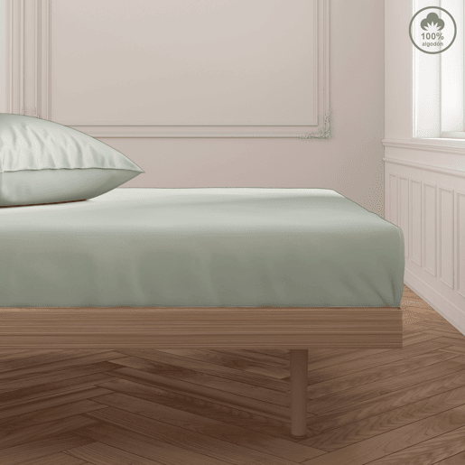 Lençol de baixo VICTORIA 100% algodão para cama 90cm cor verde