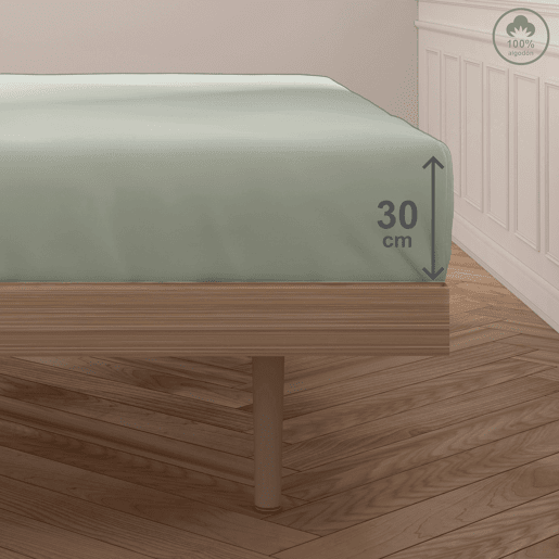 Lençol de baixo VICTORIA 100% algodão para cama 150cm cor verde