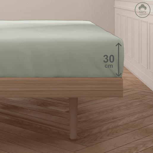 Lençol de baixo VICTORIA 100% algodão para cama 180cm cor verde