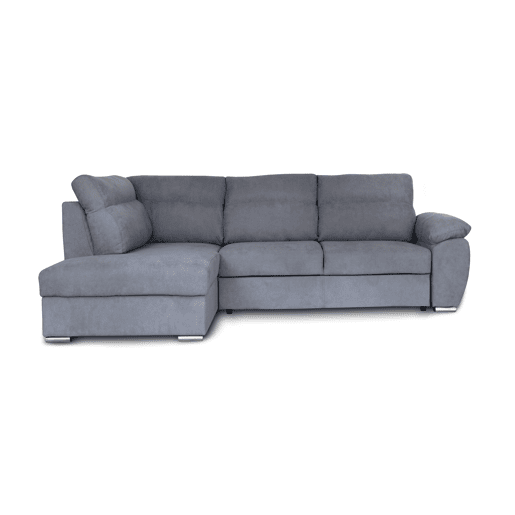 Sofá de canto KENDAL com cama e arca esquerda 4 lugares cinza