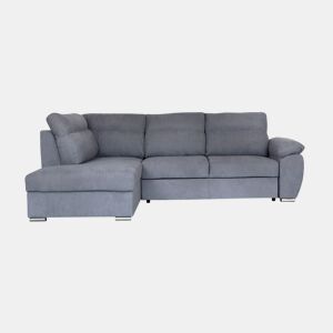 Sofá de canto KENDAL com cama e arca esquerda 4 lugares cinza