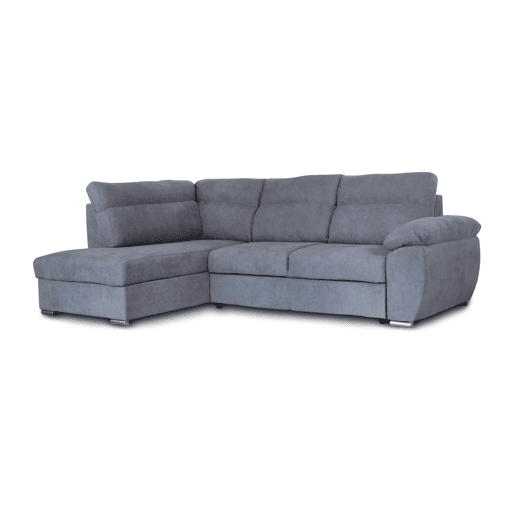 Sofá de canto KENDAL com cama e arca esquerda 4 lugares cinza