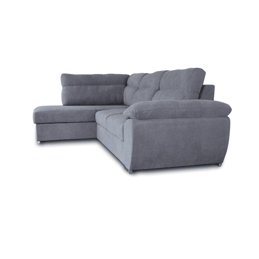 Sofá de canto KENDAL com cama e arca esquerda 4 lugares cinza