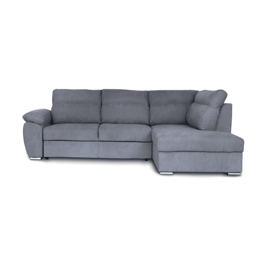 Sofá de canto KENDAL com cama e arca dereita 4 lugares cinza