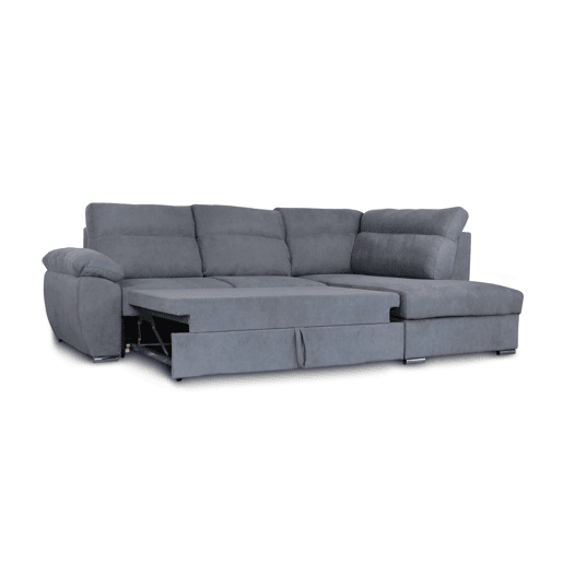 Sofá de canto KENDAL com cama e arca dereita 4 lugares cinza