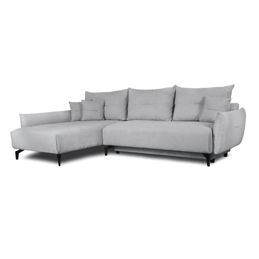 Chaise longue STOCKHOLM com cama e baú esquerda 4 lugares cinza