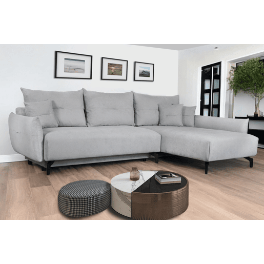 Chaise longue STOCKHOLM com cama e baú dereita 4 lugares cinza