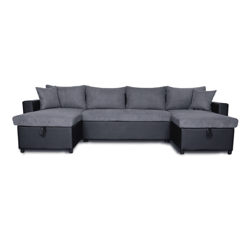 Sofá de canto com cama 4 lugares e duas arcas GOLF cinza e preto Sofá de canto com cama 4 lugares e duas arcas GOLF cinza e preto