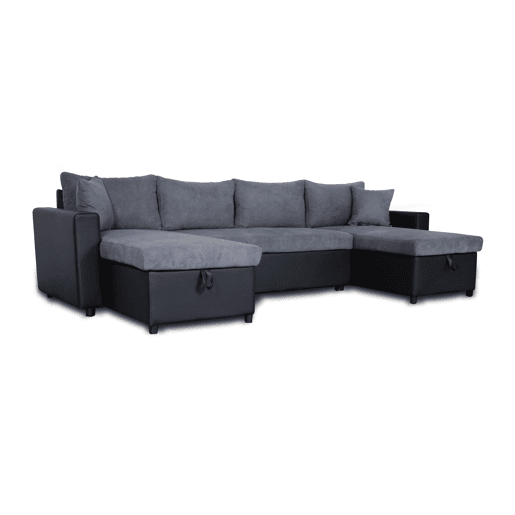 Sofá de canto com cama 4 lugares e duas arcas GOLF cinza e preto Sofá de canto com cama 4 lugares e duas arcas GOLF cinza e preto