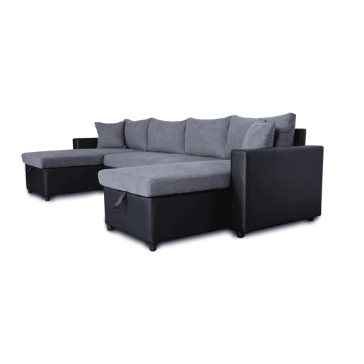 Sofá de canto com cama 4 lugares e duas arcas GOLF cinza e preto Sofá de canto com cama 4 lugares e duas arcas GOLF cinza e preto