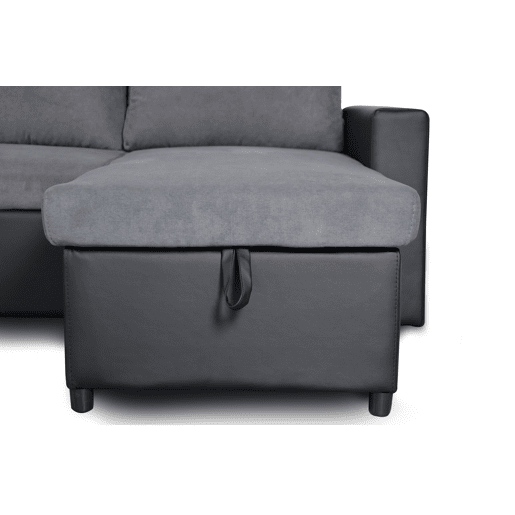 Sofá de canto com cama 4 lugares e duas arcas GOLF cinza e preto Sofá de canto com cama 4 lugares e duas arcas GOLF cinza e preto