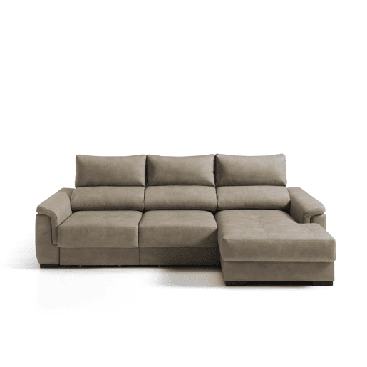 Chaise longue dereita NAHIA com baú de 4 lugares cor visón
