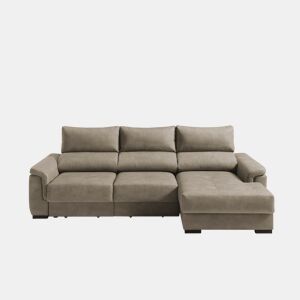 Chaise longue dereita NAHIA com baú de 4 lugares cor visón