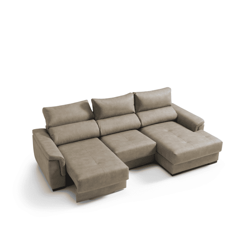 Chaise longue dereita NAHIA com baú de 4 lugares cor visón