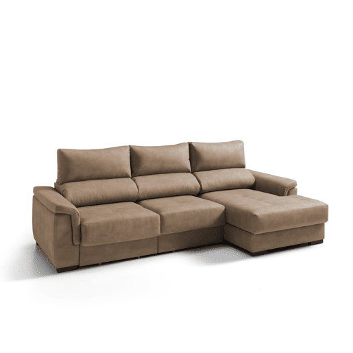Chaise longue dereita NAHIA com baú de 4 lugares cor camel