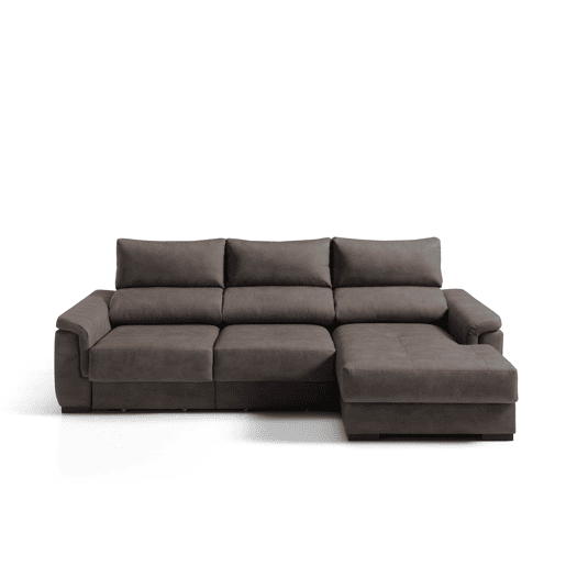 Chaise longue dereita NAHIA com baú de 4 lugares cor chocolate