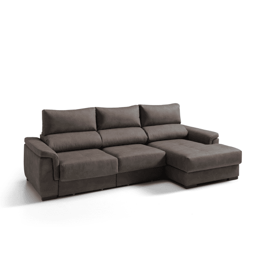 Chaise longue dereita NAHIA com baú de 4 lugares cor chocolate