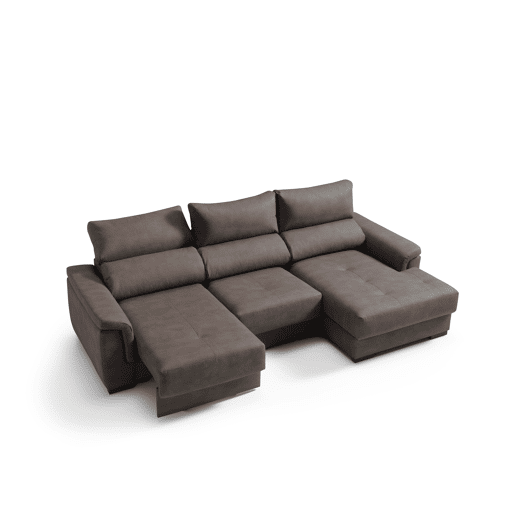 Chaise longue dereita NAHIA com baú de 4 lugares cor chocolate