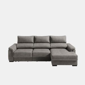 Chaise longue dereita NAHIA com baú de 4 lugares cor cinza