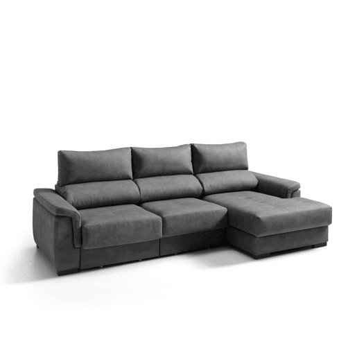 Chaise longue dereita NAHIA com baú de 4 lugares cor antracite