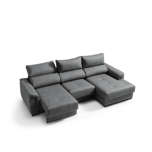 Chaise longue dereita NAHIA com baú de 4 lugares cor antracite