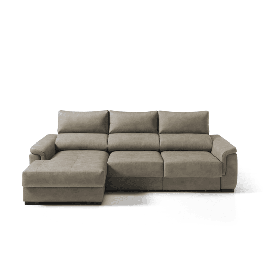 Chaise longue esquerda NAHIA com baú de 4 lugares cor visón Chaise longue esquerda NAHIA com baú de 4 lugares cor visón