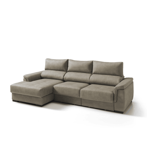 Chaise longue esquerda NAHIA com baú de 4 lugares cor visón Chaise longue esquerda NAHIA com baú de 4 lugares cor visón