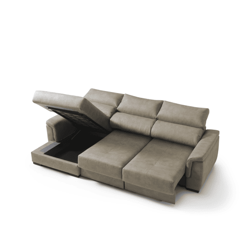 Chaise longue esquerda NAHIA com baú de 4 lugares cor visón Chaise longue esquerda NAHIA com baú de 4 lugares cor visón