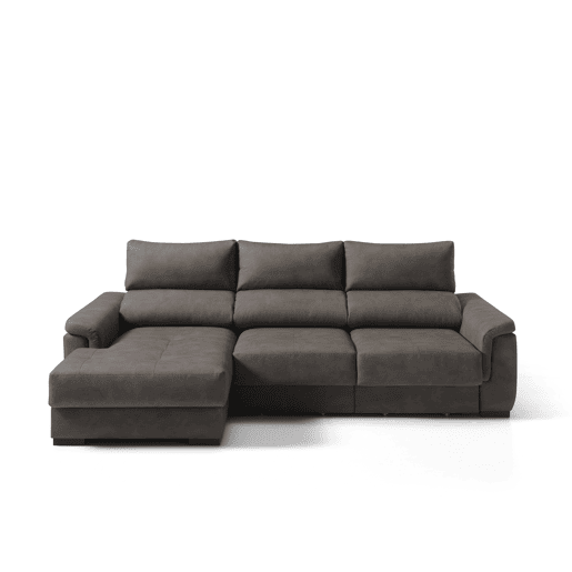 Chaise longue esquerda NAHIA com baú de 4 lugares cor chocolate