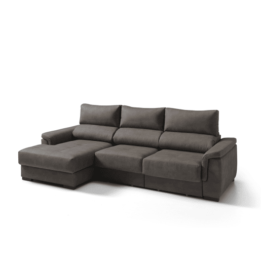 Chaise longue esquerda NAHIA com baú de 4 lugares cor chocolate