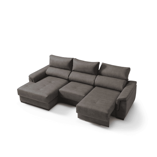 Chaise longue esquerda NAHIA com baú de 4 lugares cor chocolate