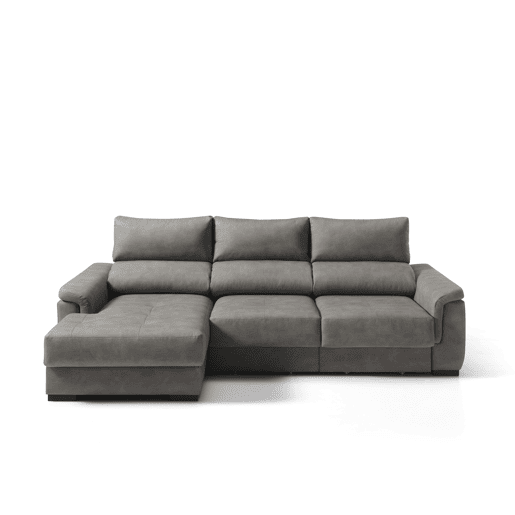 Chaise longue esquerda NAHIA com baú de 4 lugares cor cinza
