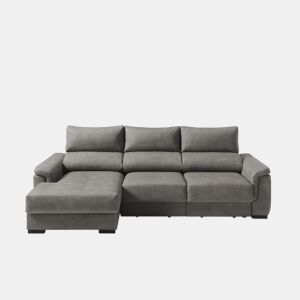 Chaise longue esquerda NAHIA com baú de 4 lugares cor cinza