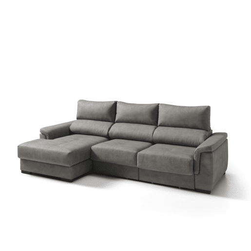 Chaise longue esquerda NAHIA com baú de 4 lugares cor cinza