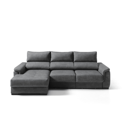 Chaise longue esquerda NAHIA com baú de 4 lugares cor antracite