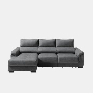 Chaise longue esquerda NAHIA com baú de 4 lugares cor antracite