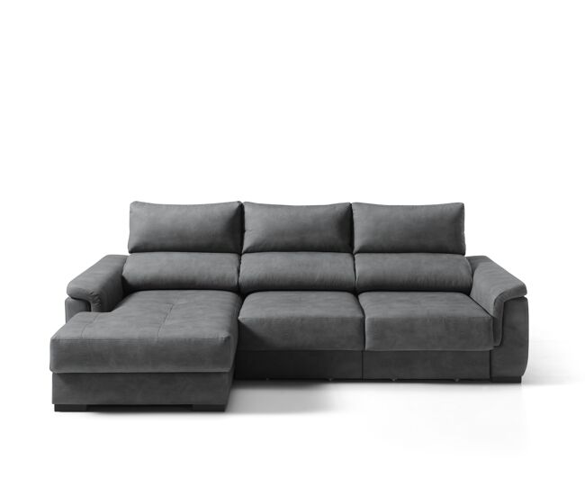 Chaise longue izquierda con arcón 4 plazas nahia color antracita