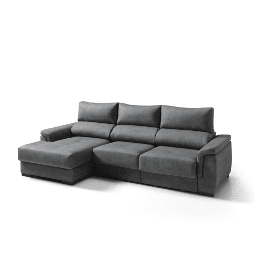 Chaise longue esquerda NAHIA com baú de 4 lugares cor antracite