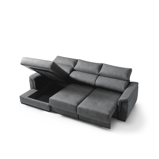 Chaise longue esquerda NAHIA com baú de 4 lugares cor antracite