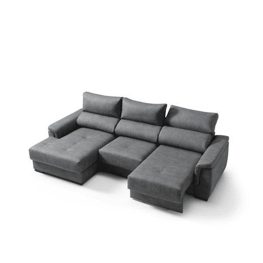 Chaise longue esquerda NAHIA com baú de 4 lugares cor antracite