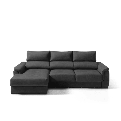 Chaise longue esquerda NAHIA com baú de 4 lugares cor preto