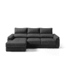 Chaise longue esquerda NAHIA com baú de 4 lugares cor preto